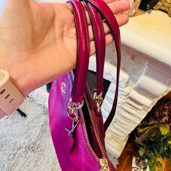 Coach Mini Kelsey Satchel F36675 Pebbled Leather Magenta Crossbody Bag - Picture 6 of 7